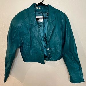 Vintage Teal Leather Jacket